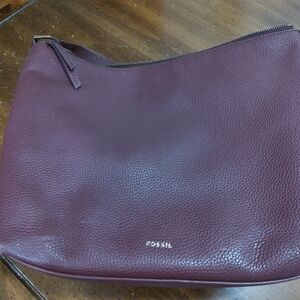 Fossil Maroon Leather Shoulder Bag And Matching Wallet